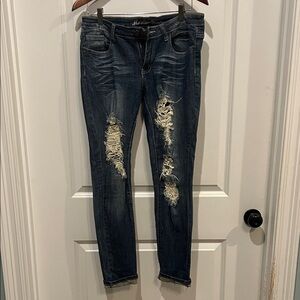 Distressed Blue Jeans